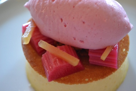 Creme Catalan with rhubarb sorbet